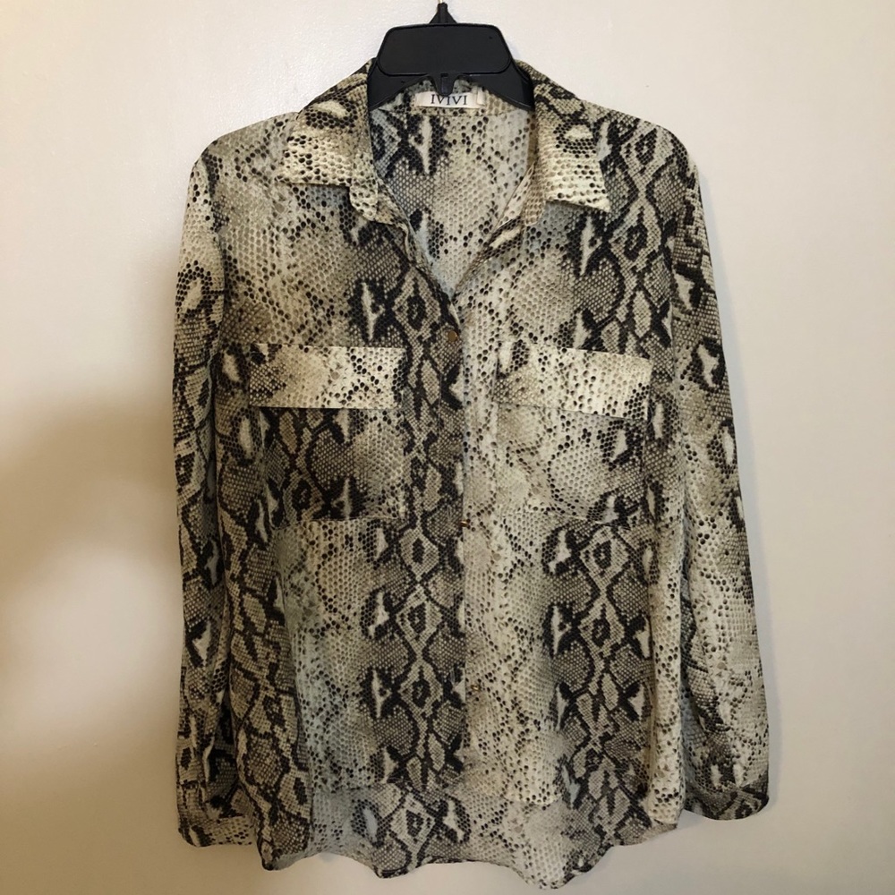Snake Skin Button-down with gold buttons
